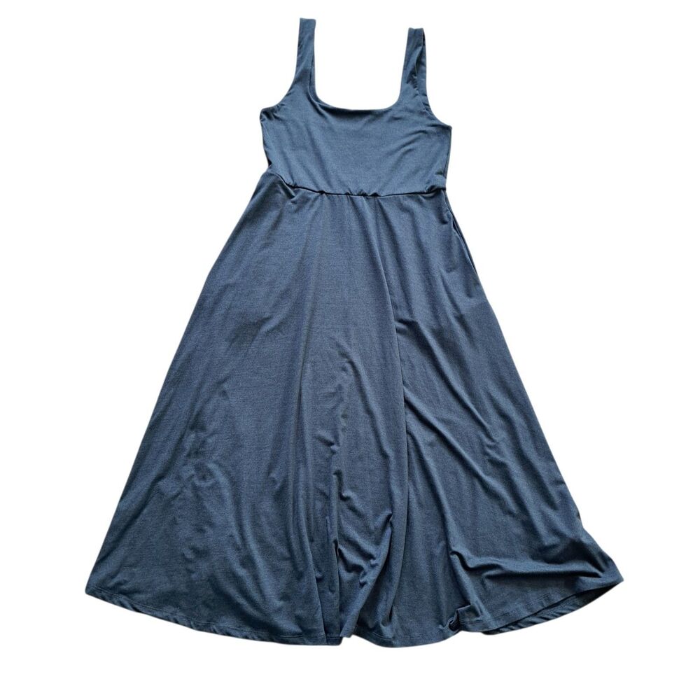 Quince Flowknit  Ultra Soft Fit & Flare Boho Summer Chic Midi Dress Medium Navy - Picture 4 of 11